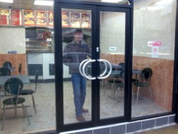 Aluminium entrance doors repaired